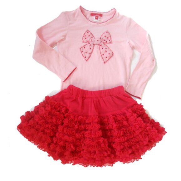 NEW ONE KID 3pc Girls Tulle Skirt Set with Bows Tights Included sz 6 - Picture 1 of 2